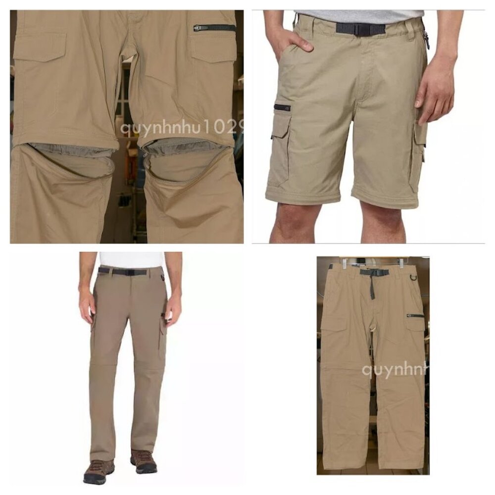 NWT  BC Clothing Men's Convertible Stretch Cargo Hiking Pants Shorts TAN
